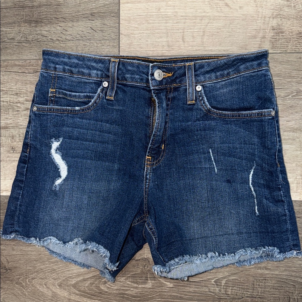 Just Black Dark Blue Distressed Jean Shorts